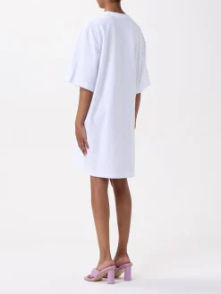 Abito a t-shirt in cotone con maxi logo MSGM