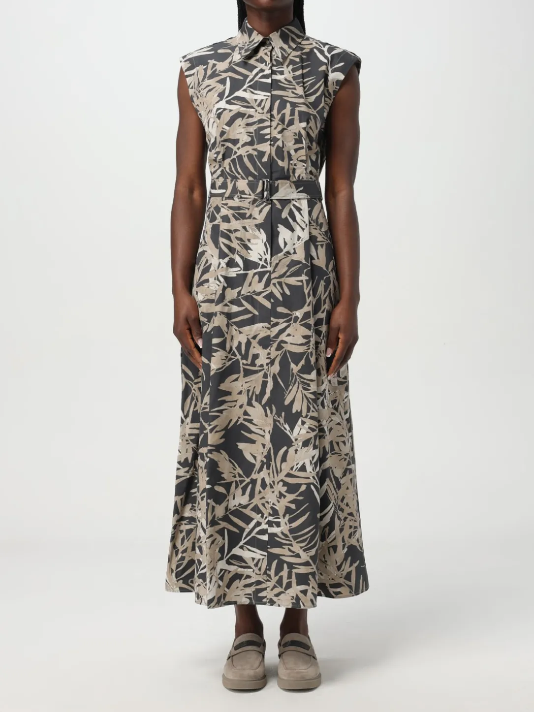 Abito chemisier Brunello Cucinelli in cotone con stampa floreale