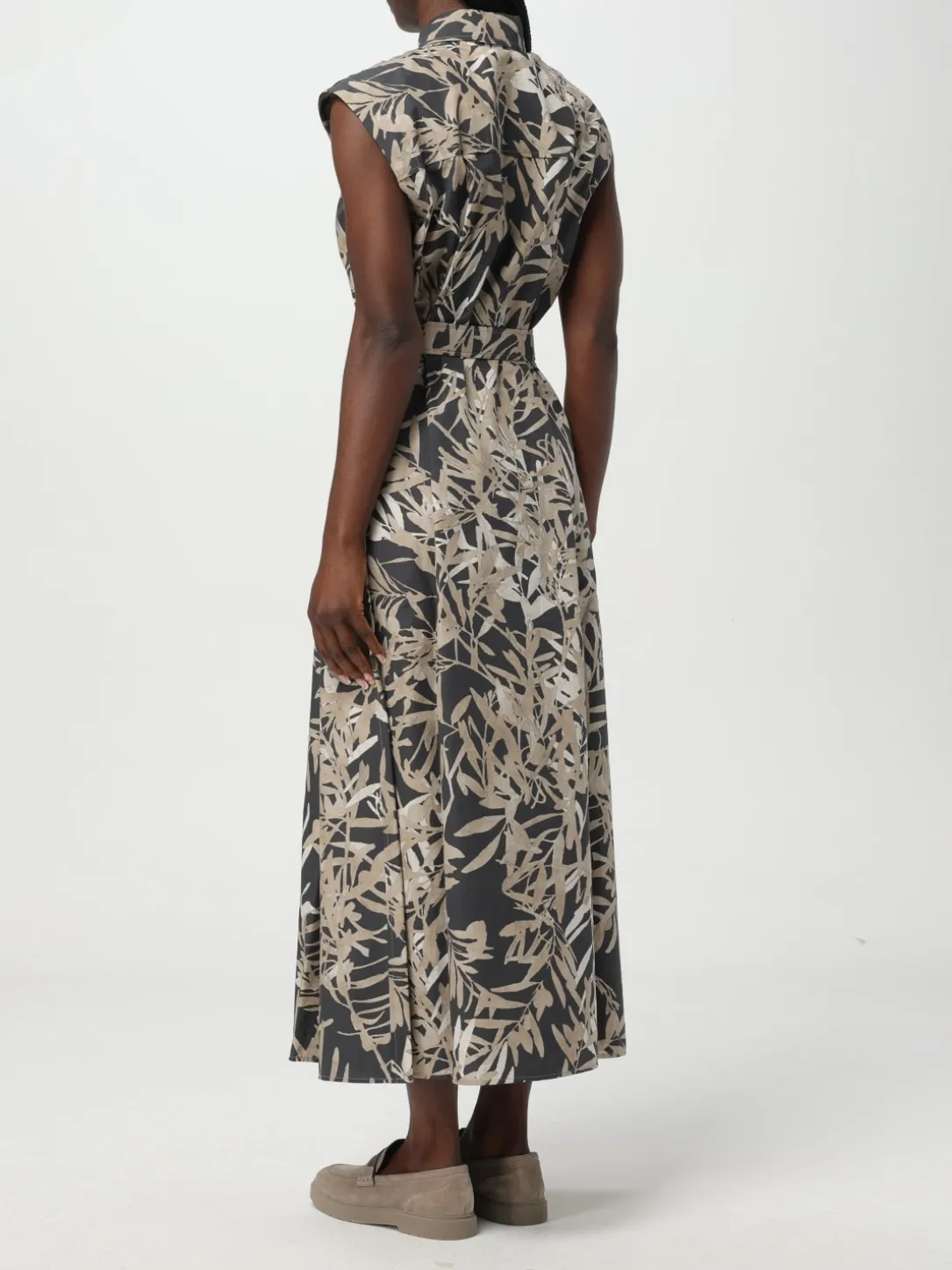 Abito chemisier Brunello Cucinelli in cotone con stampa floreale