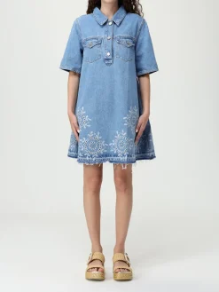 Abito chemisier Ganni in denim di cotone organico