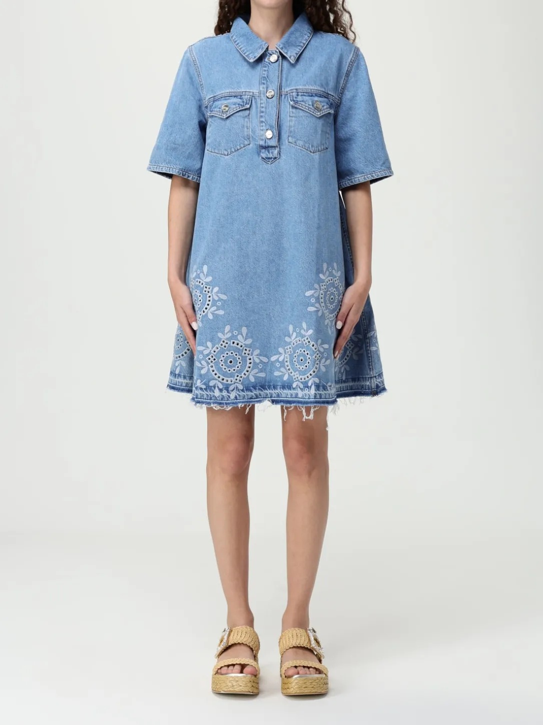 Abito chemisier Ganni in denim di cotone organico