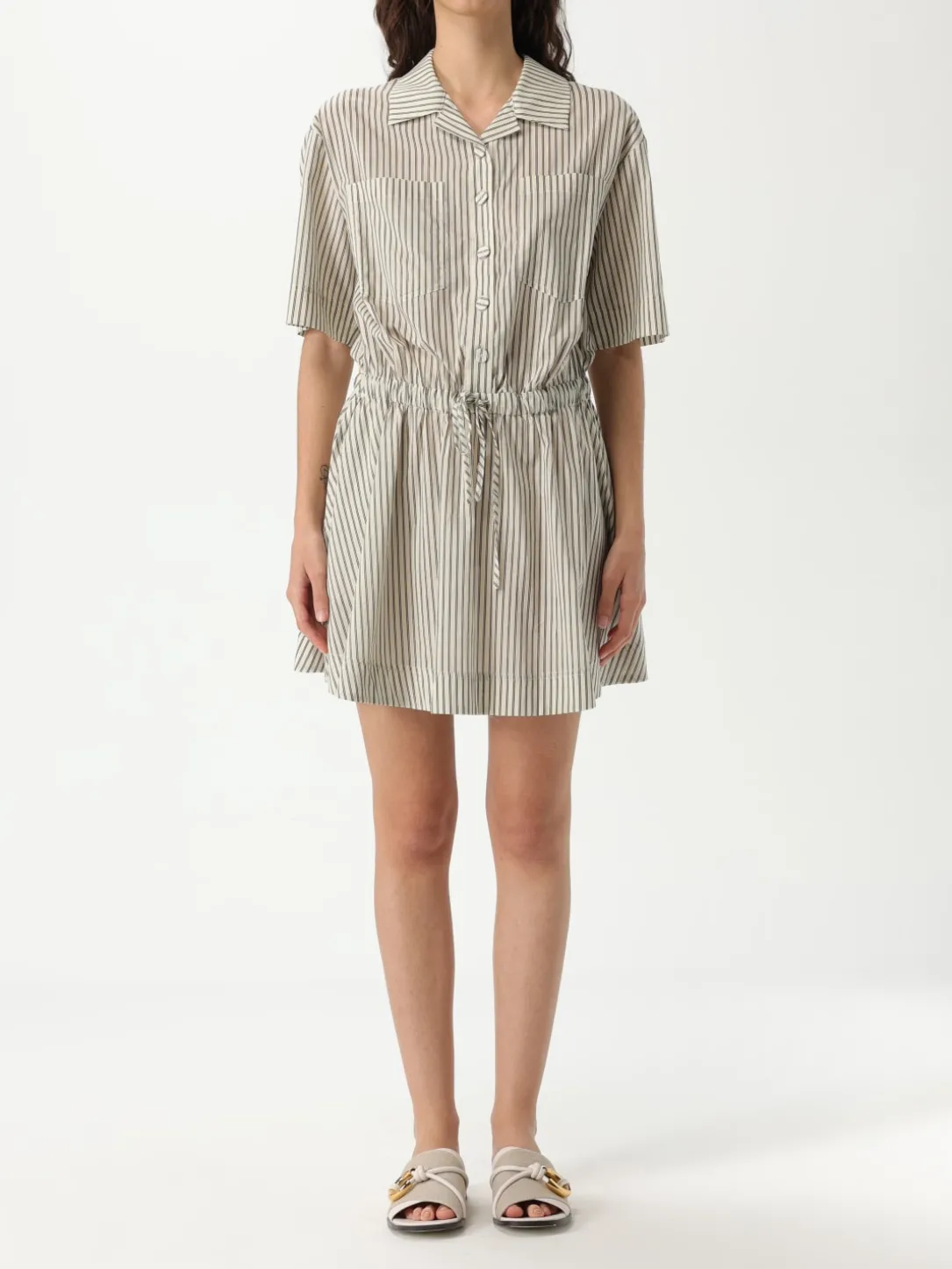 Abito chemisier Twinset Actitude in cotone a righe