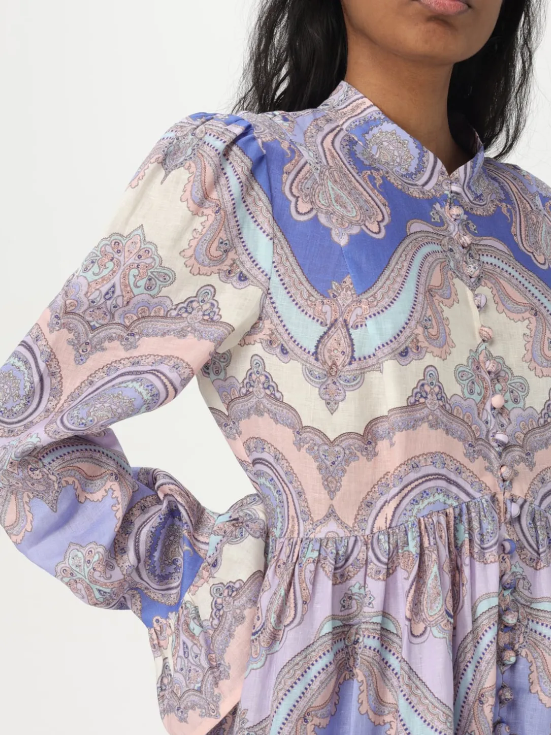 Abito chemisier Zimmermann in lino con stampa Paisley