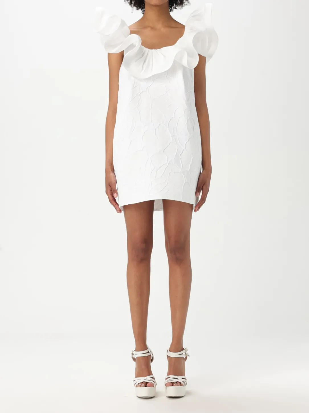 Abito Elisabetta Franchi in jacquard con rouches