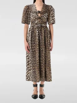 Abito Ganni in cotone organico con stampa animalier