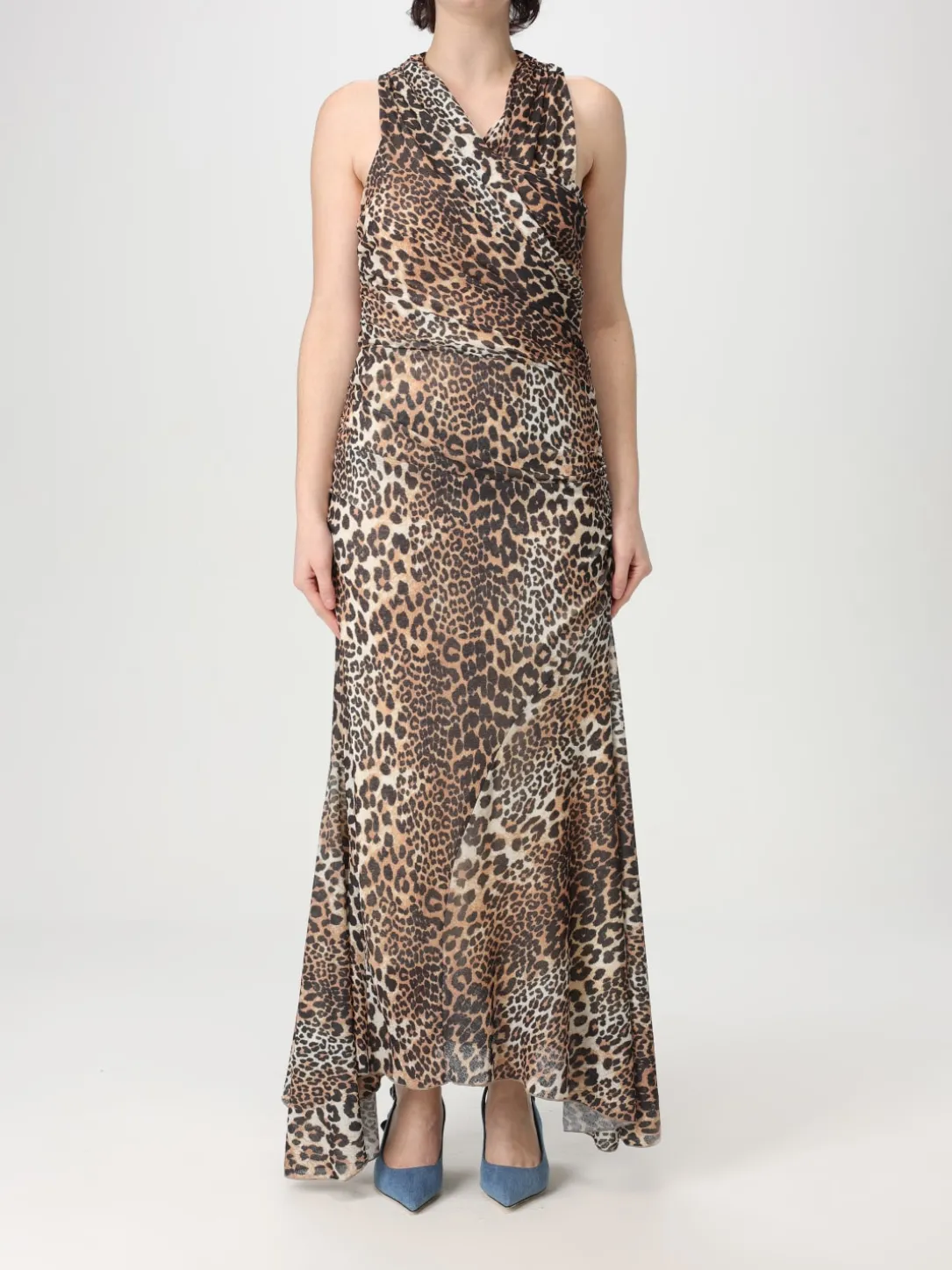 Abito Ganni in jersey riciclato animalier