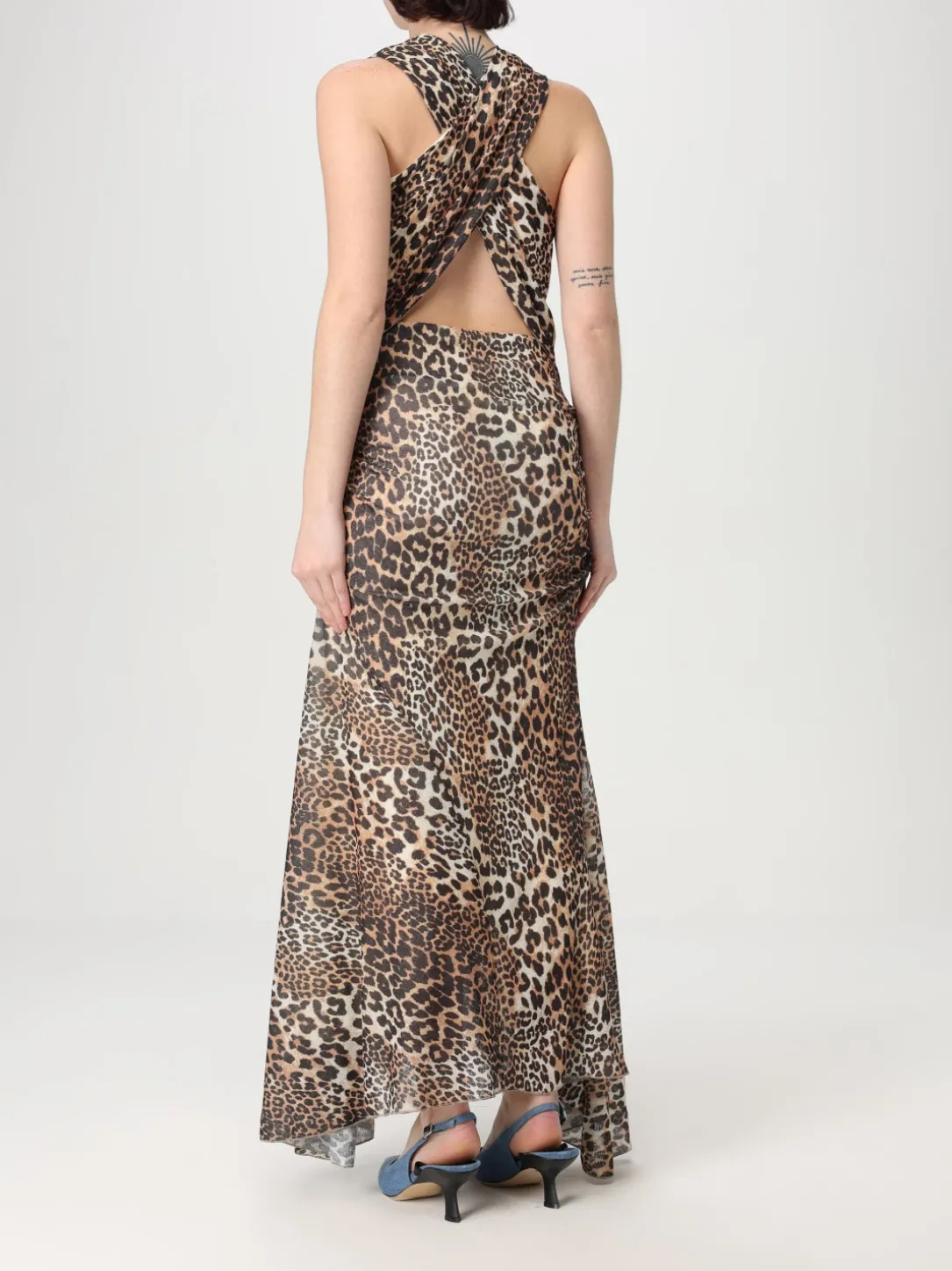 Abito Ganni in jersey riciclato animalier