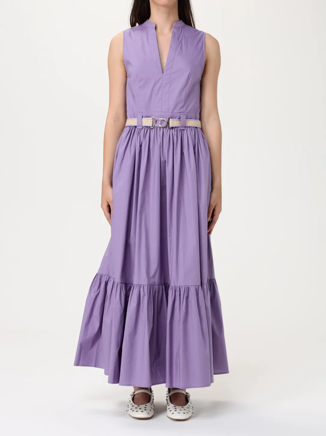 Abito in cotone con cinta Twinset