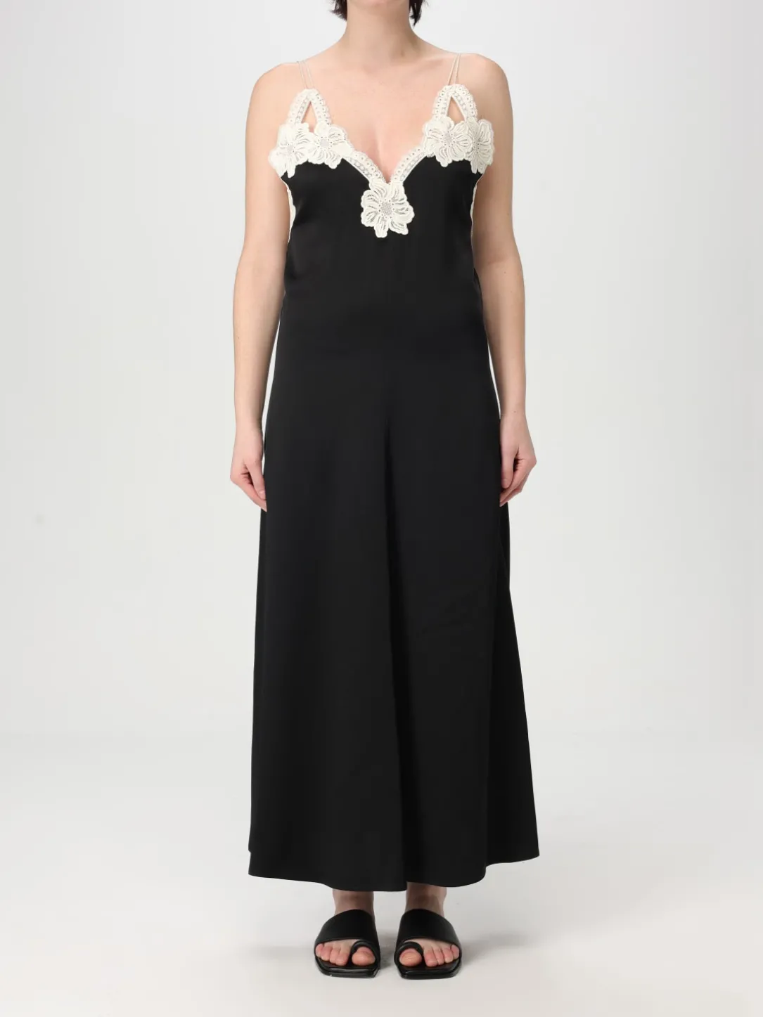 Abito Jil Sander in crepe con inserti in pizzo