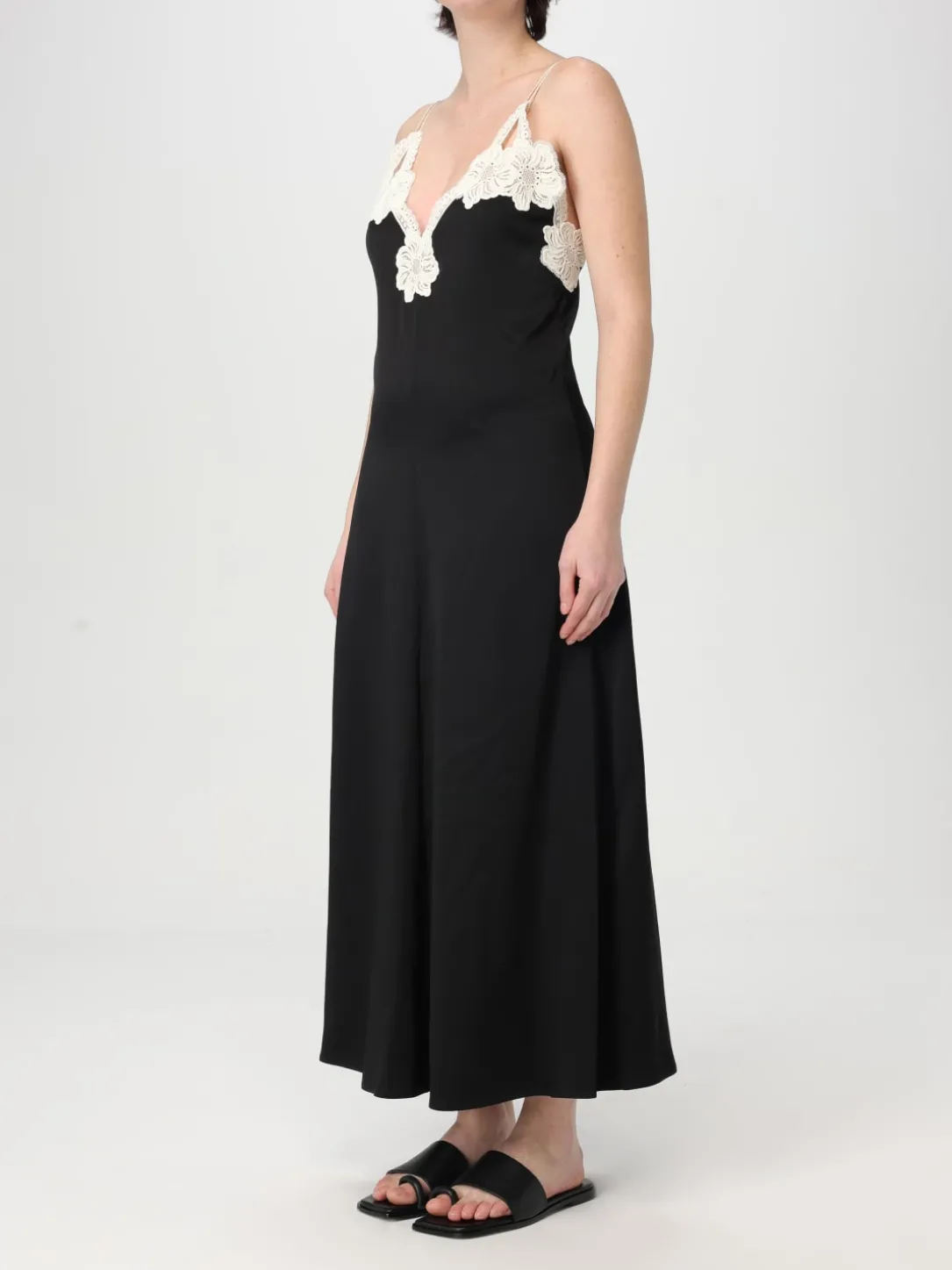 Abito Jil Sander in crepe con inserti in pizzo