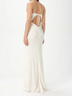 Abito lungo Twinset in raso con ricami farfalla