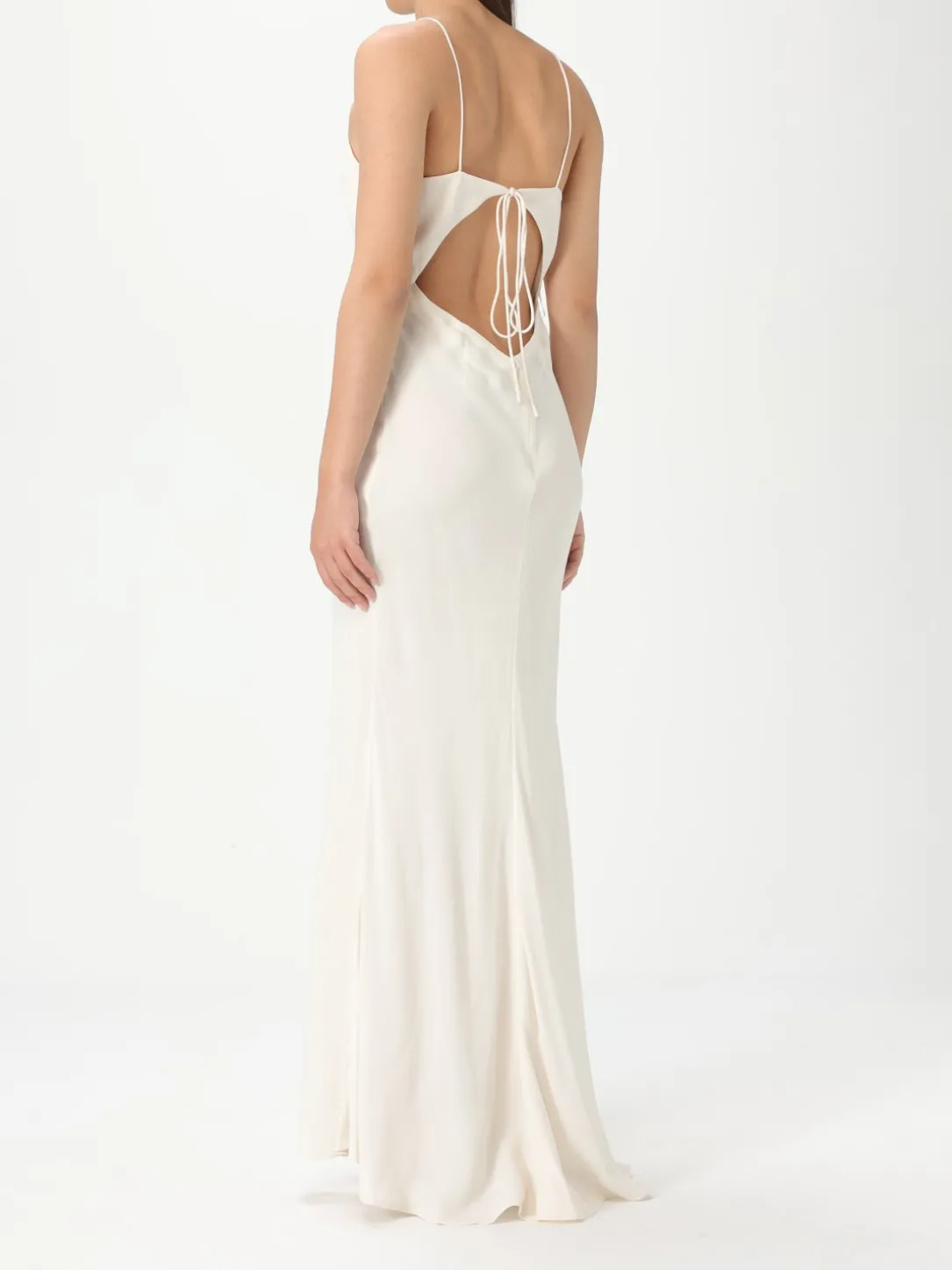 Abito lungo Twinset in raso con ricami farfalla