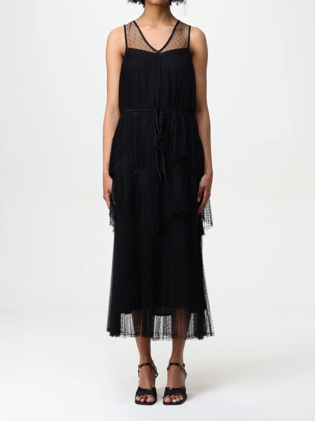 Abito midi Twinset in tulle point d'esprit