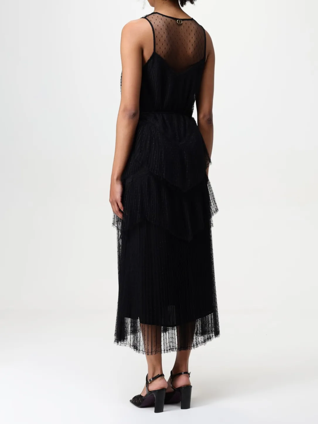 Abito midi Twinset in tulle point d'esprit