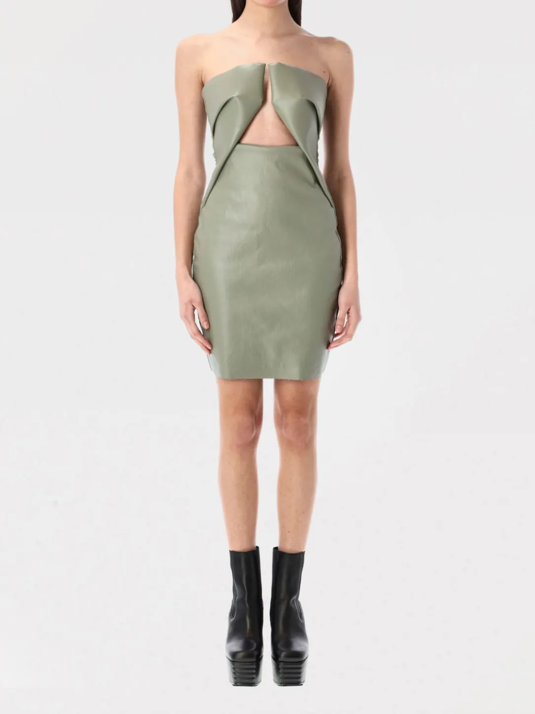 Abito Rick Owens in denim spalmato