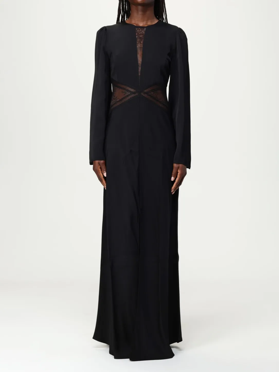 Abito Twinset in viscosa con inserti in pizzo