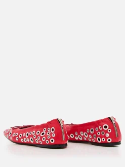 Ballerina Amy Golden Goose in pelle xon occhielli metallici