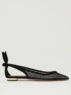 Ballerina Aquazzura in mesh a rete e camoscio