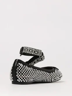 Ballerina Beatrix Coccinelle in pelle e mesh a rete con strass all over