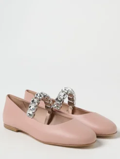 Ballerina Casadei in pelle con fettuccia gioiello