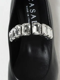 Ballerina Casadei in pelle con fettuccia gioiello