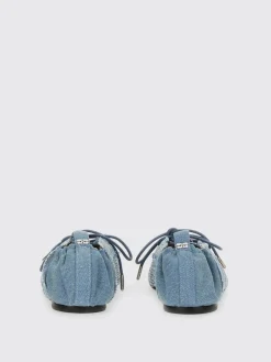 Ballerina Ganni in denim di cotone con strass applicati