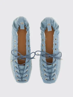 Ballerina Ganni in denim di cotone con strass applicati