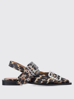 Ballerina Ganni in viscosa riciclata stampa animalier