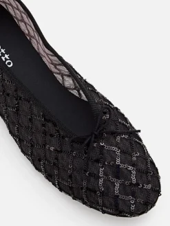 Ballerina Lilouh Repetto in nylon a rete con paillettes ricamate