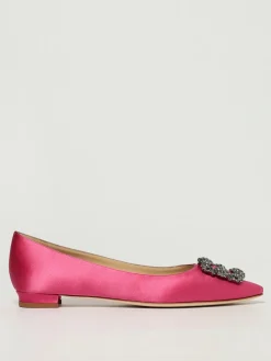 Ballerina Manolo Blahnik in raso con fibbia gioiello