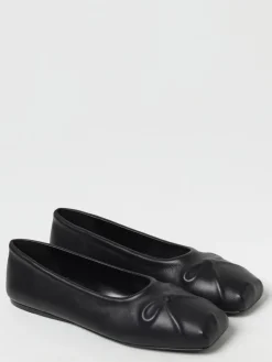 Ballerina Marni in pelle con fiocco embossed