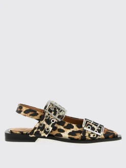 Ballerina Slingback Ganni in raso stampa animalier