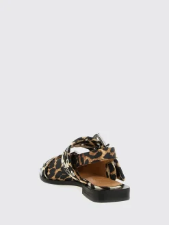 Ballerina Slingback Ganni in raso stampa animalier