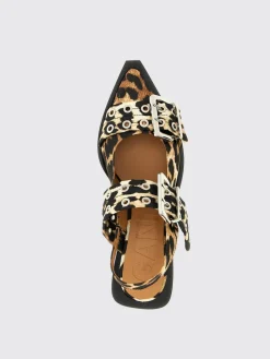 Ballerina Slingback Ganni in raso stampa animalier