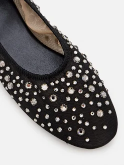 Ballerina Tory Burch in nylon a rete con strass all over
