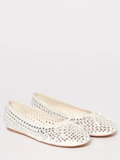 Ballerina Twinset Actitude in pelle traforata con strass all over