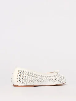 Ballerina Twinset Actitude in pelle traforata con strass all over