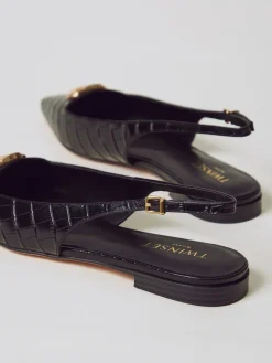 Ballerina Twinset in pelle stampa cocco