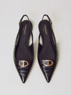 Ballerina Twinset in pelle stampa cocco