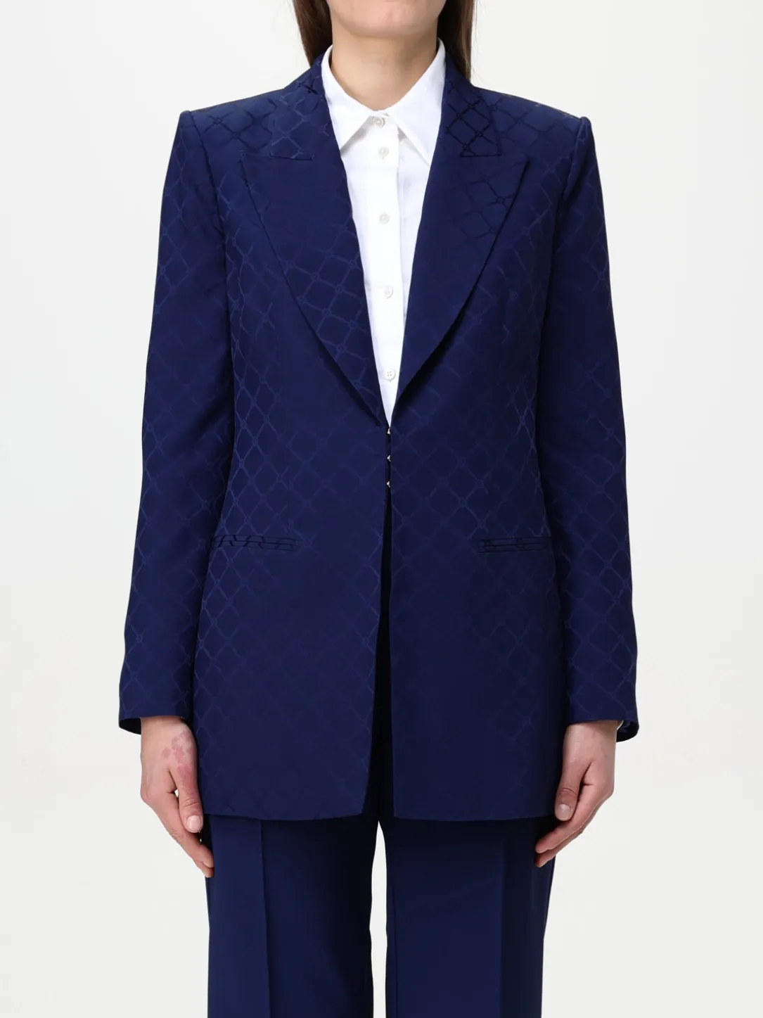 Blazer a monopetto Elisabetta Franchi in satin jacquard