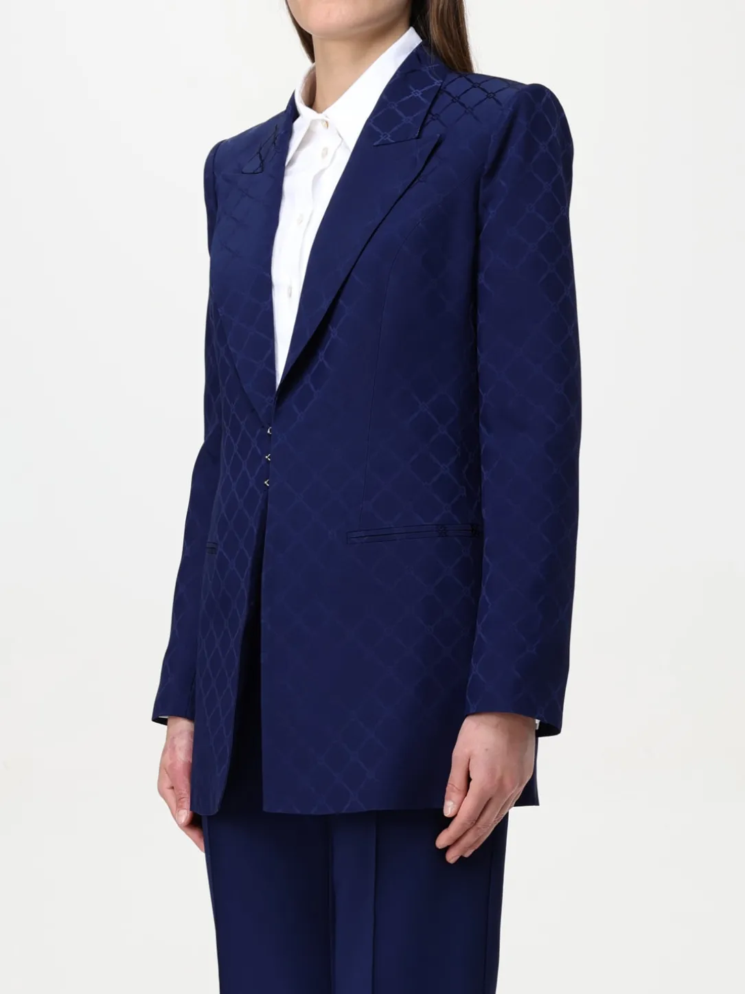 Blazer a monopetto Elisabetta Franchi in satin jacquard