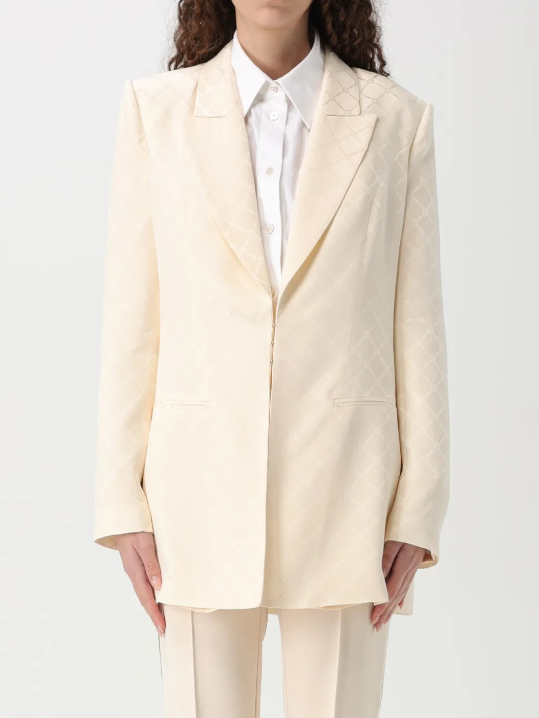 Blazer a monopetto Elisabetta Franchi in satin jacquard