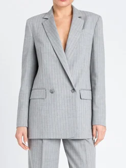 Blazer doppiopetto Twinset in misto lana gessata