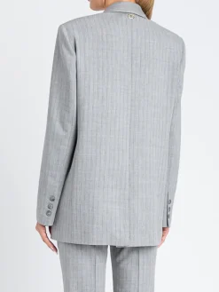 Blazer doppiopetto Twinset in misto lana gessata