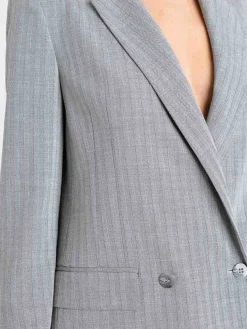 Blazer doppiopetto Twinset in misto lana gessata
