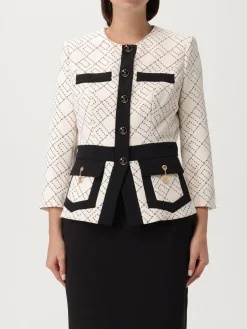 Blazer Elisabetta Franchi in crêpe con stampa monogram