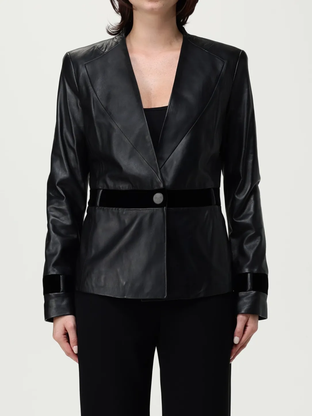 Blazer monopetto Emporio Armani in pelle