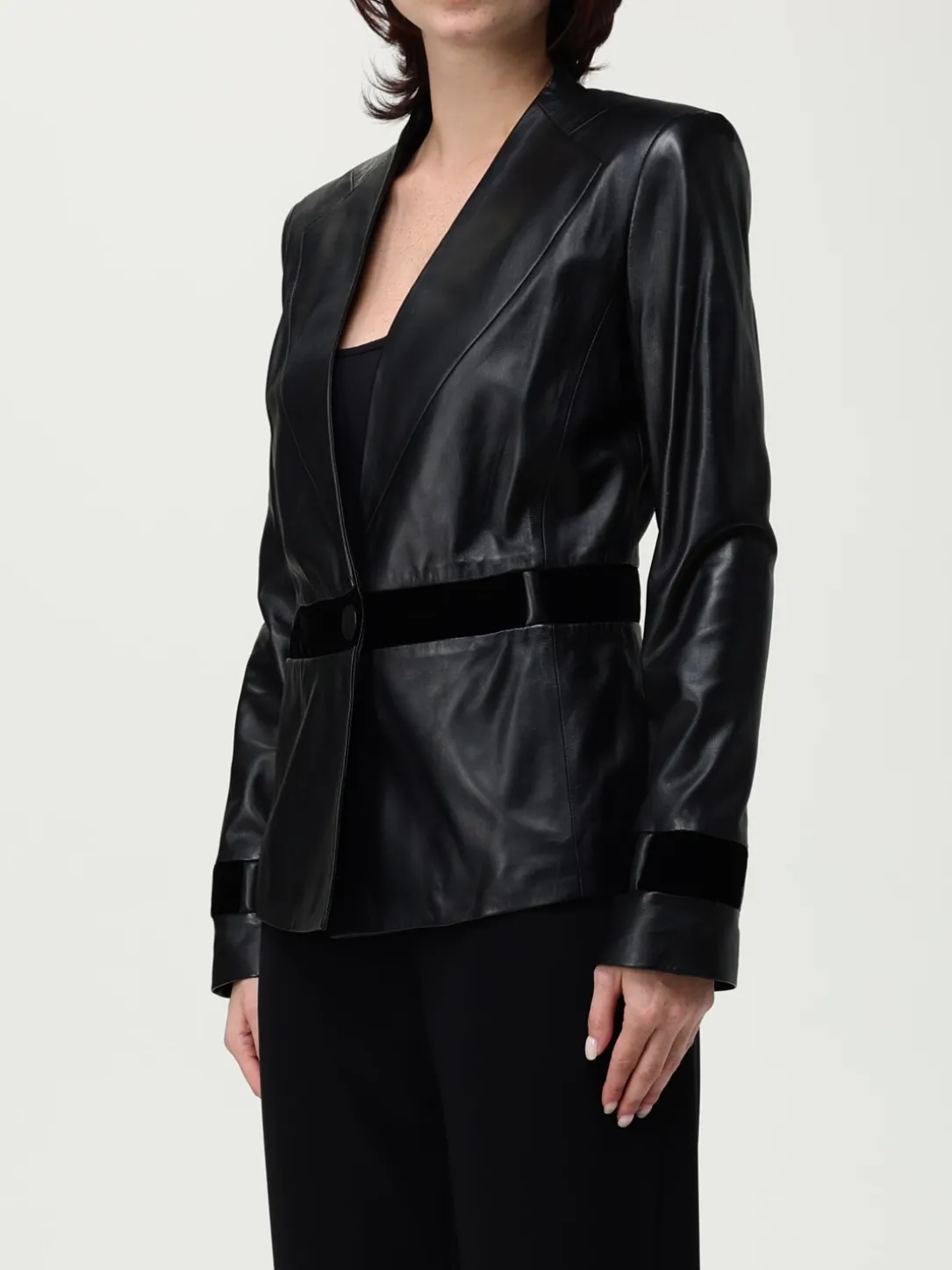 Blazer monopetto Emporio Armani in pelle