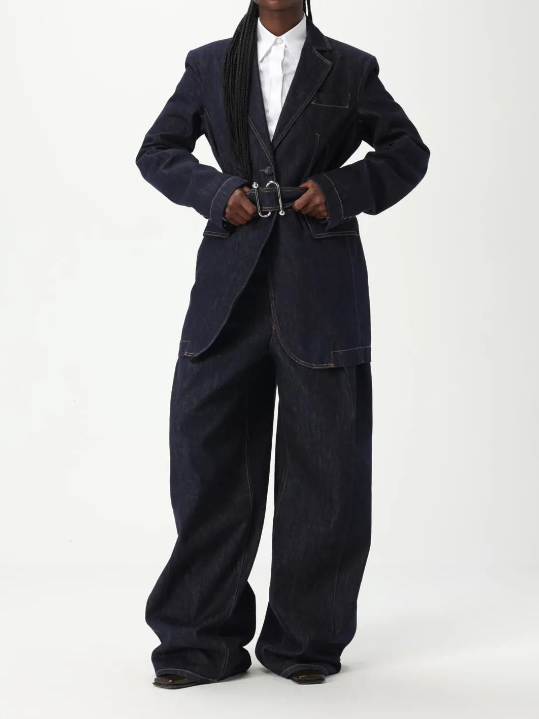 Blazer Sportmax in denim con cintura