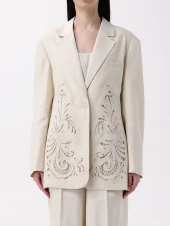 Blazer Twinset in misto lino con inserti in pizzo